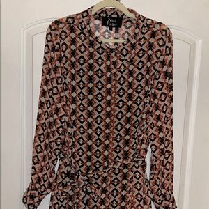 Nina Parker RN 137198 Long Sleeve Maxi Dress Geometric Print Plus sz. 2X